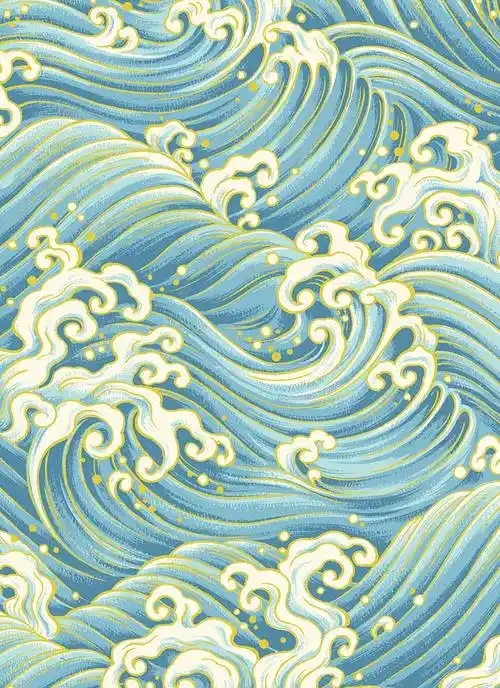 xt16510美式蓝色海浪日式波浪玄关装饰画