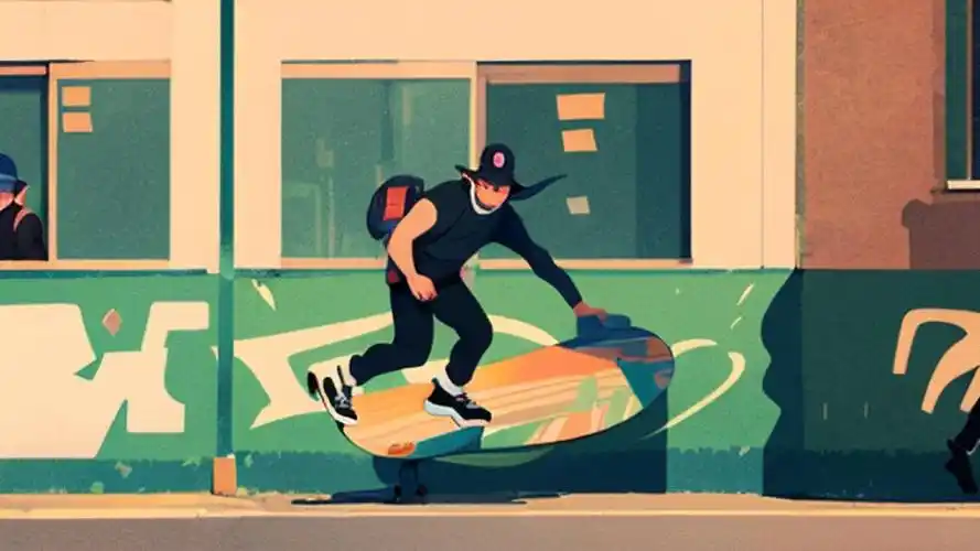 美式街头嘻哈壁纸🎨,涂鸦墙与滑板元素🛹