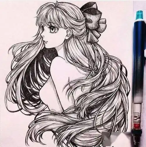 他笔下的素描动漫,每一张都很吸睛,这线稿太好看了!