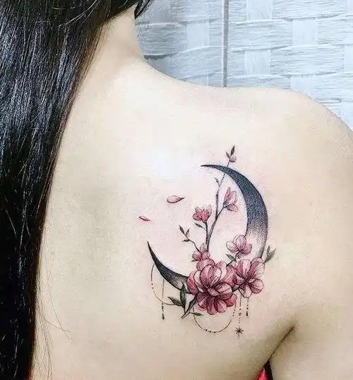 甜美风肩膀纹身图案女生肩部纹身5