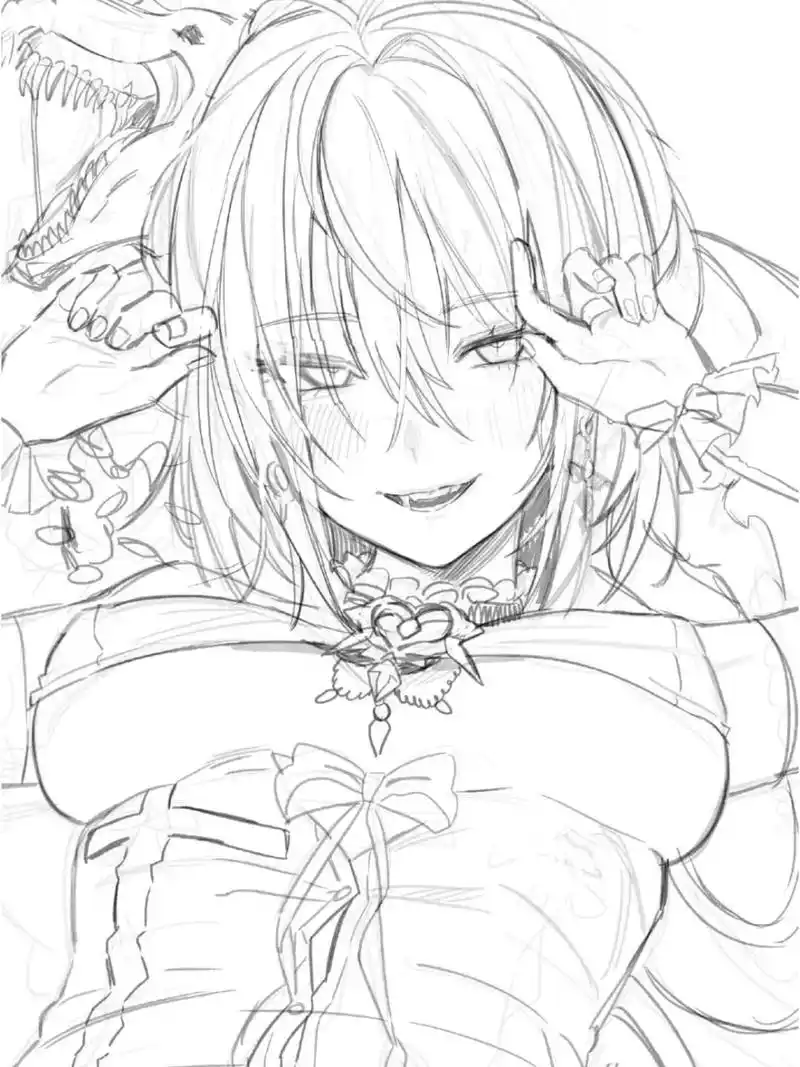 绝美魔法少女线稿.继上一个作品 继续#原画 #板绘 #临摹  - 抖音