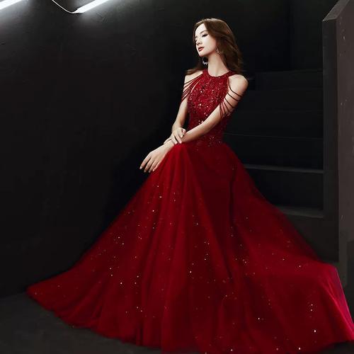 敬酒服新娘结婚订婚晚礼服女宴会高贵气质回门礼服裙长款优雅气质