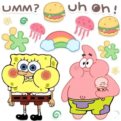 卡通可爱海绵宝宝派大星贴纸行李箱旅行箱笔记本电脑ipad装饰笔记本