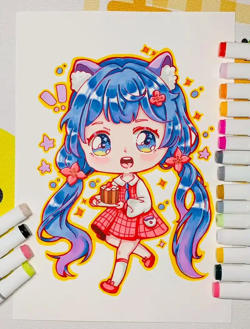 q版动漫/可爱女生动漫/白雪公主.#一起学画画 #跟着抖音学 - 抖音