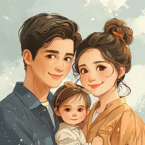 亲子头像 | 一家三口,女儿的笑容最治愈