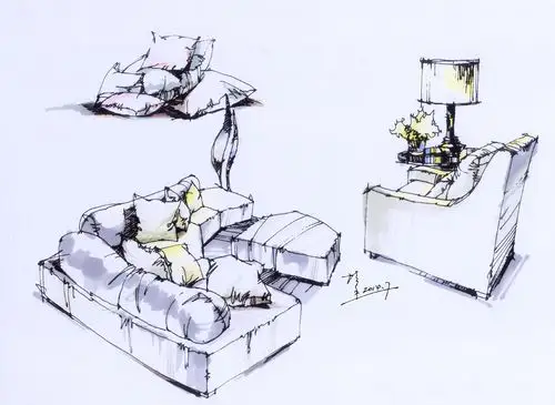 夏培禾软装类钢笔速写图片