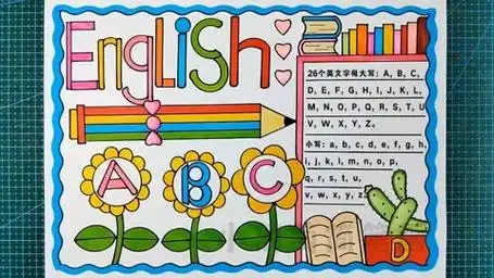 英语手抄报英语26个字母手抄报英语手抄报通用模板,简单好看