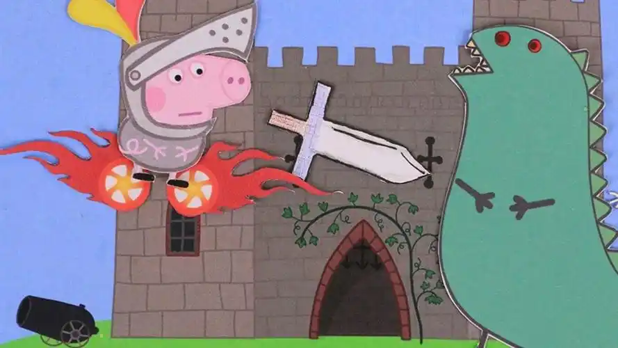 女巫控制喷火龙攻打城堡,乔治骑士出击用无敌风火轮打败敌人