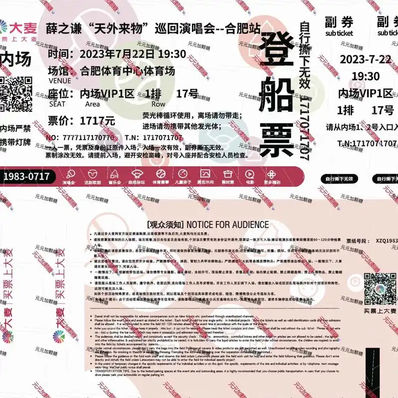 不留遗憾 薛之谦演唱会合肥场 门票定制 纪念票(不可用来商用 - 抖音