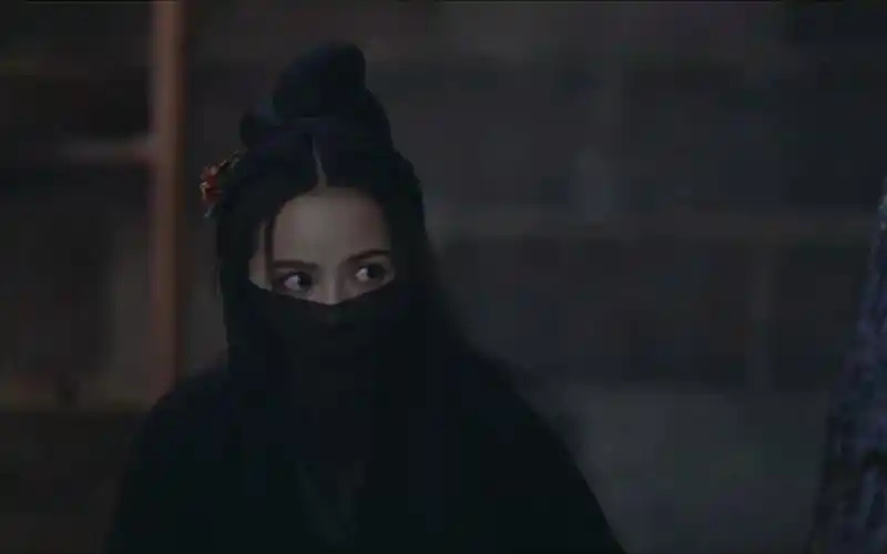 有侠气黑色面纱蒙面女