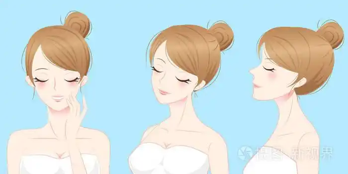 卡通美容护肤女人