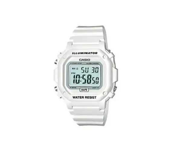 海淘casio卡西欧经典108whc男女手表白色小方块防水运动电子表
