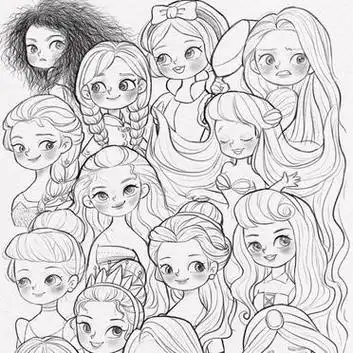 96速写365/709914位迪士尼公主线稿教程