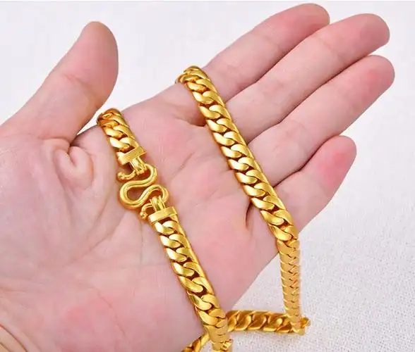 金饰旺珠宝 黄金项链古巴链男士霸气马鞭链素链足金999实心金项链 按