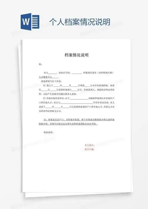个人档案情况说明