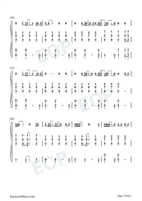 下坠-汪峰双手简谱预览2