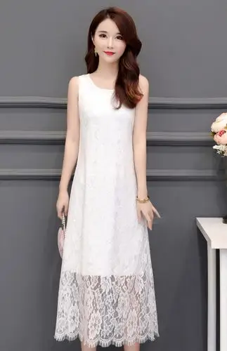 蕾丝背心裙外穿夏季中长款内搭吊带打底裙子大码遮肚显瘦网纱长裙