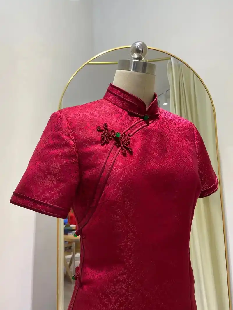 喜妈妈喜婆婆织锦缎旗袍.