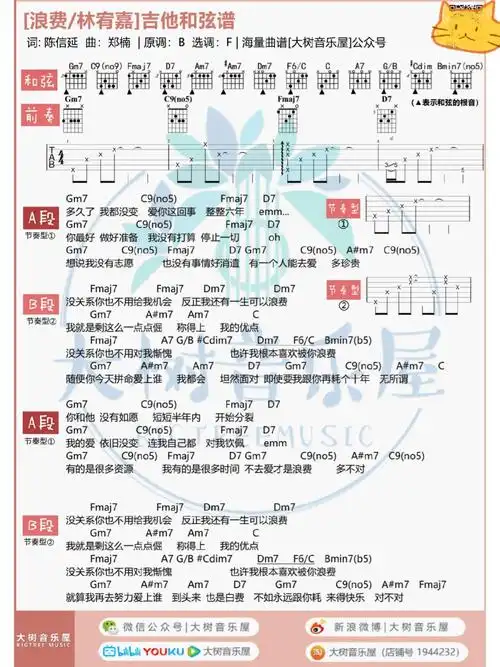 吉他谱浪费cover林宥嘉