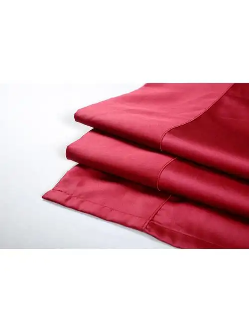 绯红色贡缎全棉纯色床品四件套1.8m床