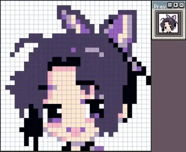 手绘像素画鬼灭之刃蝴蝶忍32x32拼豆图纸_网易订阅