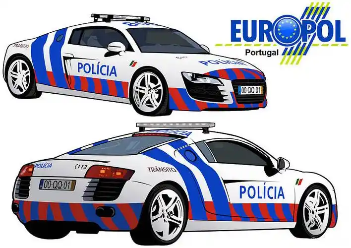 葡萄牙_警察_警车_彩色_插画_序列_矢量_高清图片_全景视觉