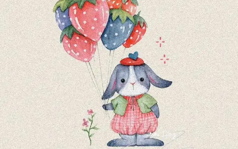 可爱卡通兔子插画高清手机壁纸