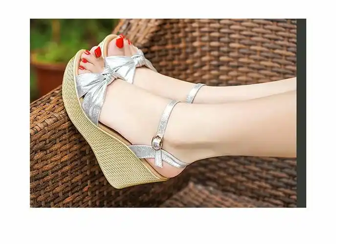 坡跟凉鞋女2021新款夏季潮流复古增高厚底一字扣罗马女鞋潮 金色8公分