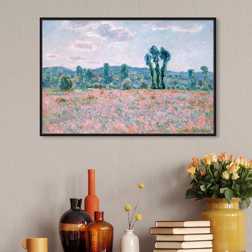 莫奈罂粟花田简约美丽风景喷绘油画布画芯欧式玄关客厅书房装饰画