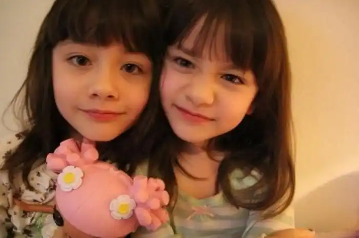 头像,小孩人物一对美韩混血双胞胎姐妹 非常可爱