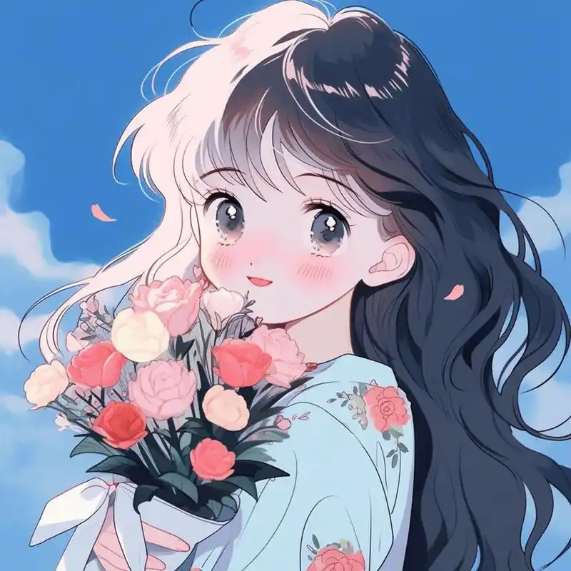 捧花情侣头像(女生版)#头像