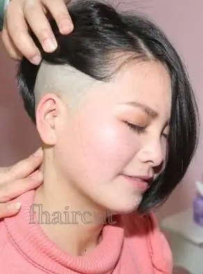 长发大姐剪后空式高脚bob发型-芳飞1328