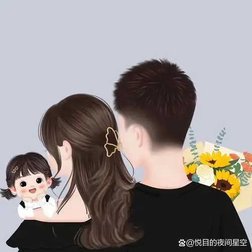 一家三口(女宝)全家福头像/背景图