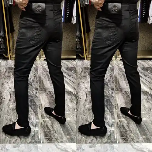 春季男士高腰直筒黑色牛仔裤修身百搭商务休闲黑裤子高级感男裤潮