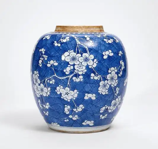 4114清康熙青花冰梅罐