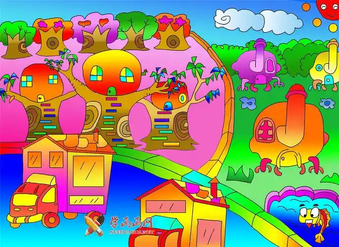 三年级小学生优秀科幻画《创意房屋》__科幻画_科幻画图片大全_学画画