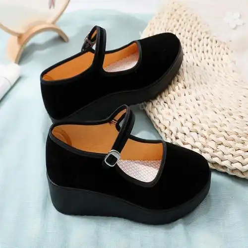 贤语老北京布鞋女单鞋上班跳舞软底黑色布鞋女工作鞋舒适平底妈妈鞋