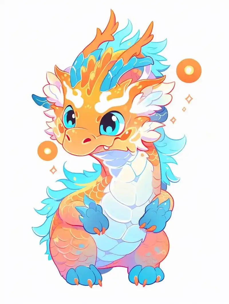 可爱小龙/龙年ip形象/卡通可爱小龙插画 魔法关键词: kawaii dragon
