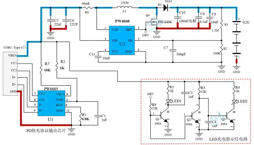 6v锂电池1a充电板方案电路-电子发烧友网