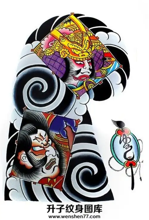 日式老传统武士纹身手稿