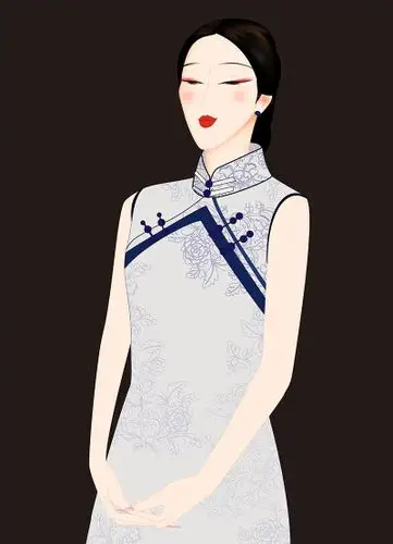 旗袍 怀旧 插画 手绘 女孩 装饰画 无框画 旗袍美女 民国美女 古典