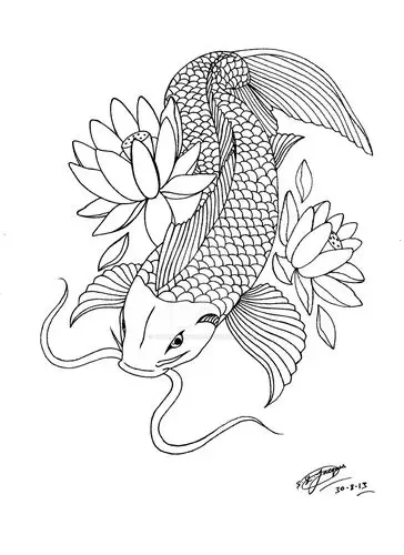 纹身手稿鲤鱼纹身手稿图案