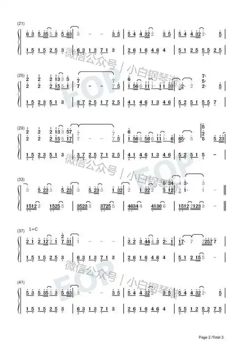 「琴谱|岁月」《如影随心》主题曲-王菲&那英(含简谱)_手机搜狐网