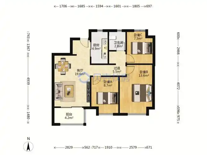 百家湖精装三房万科品质低于同户型30w