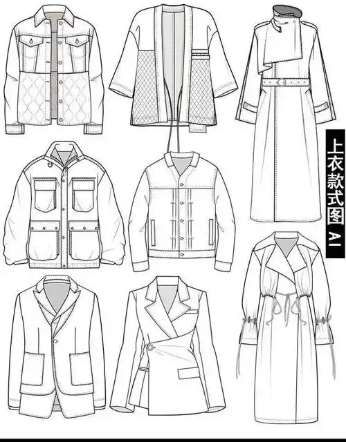 服装设计款式图上衣正反面款式图ai绘画