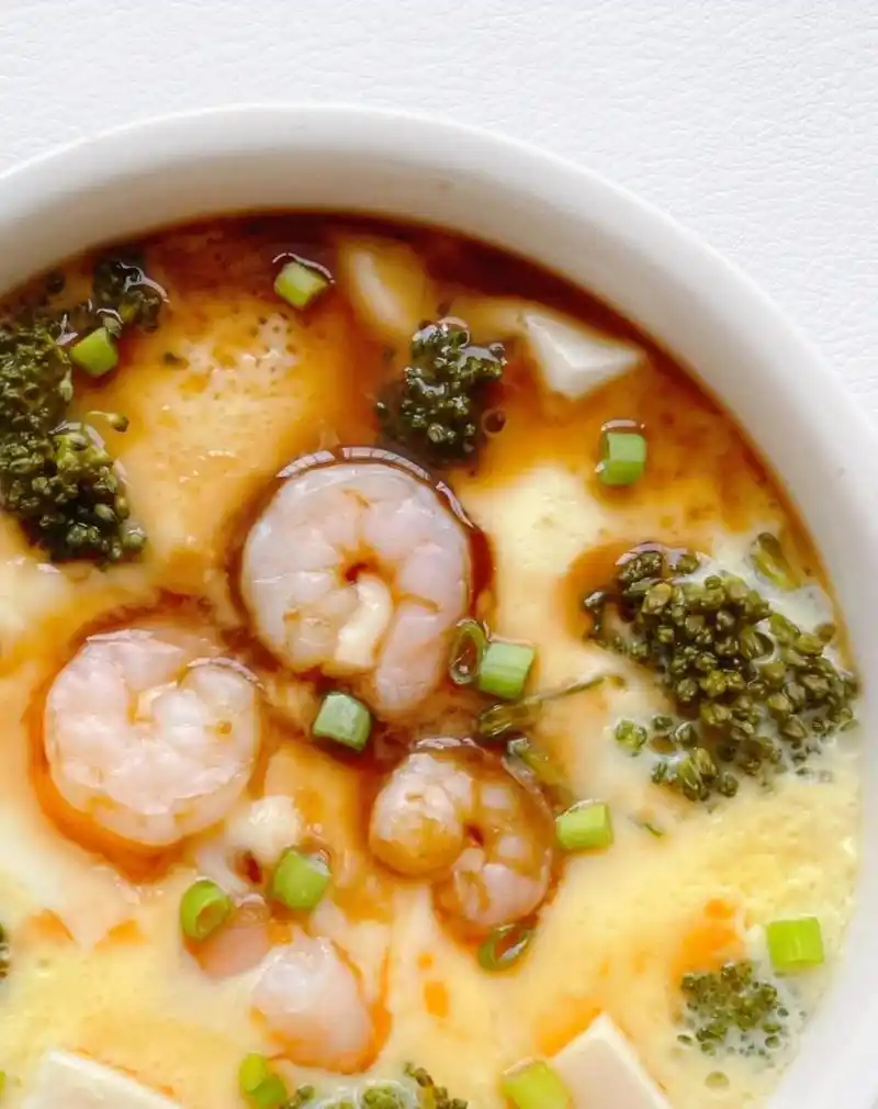 做法简单的虾仁豆腐蒸蛋,超级下饭! 鲜香滑嫩,搭配?