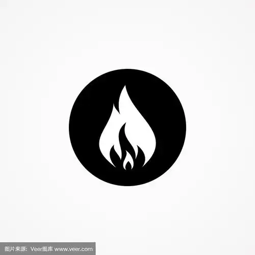 燃烧火圆形图标极简主义孤立的白色背景剪影
