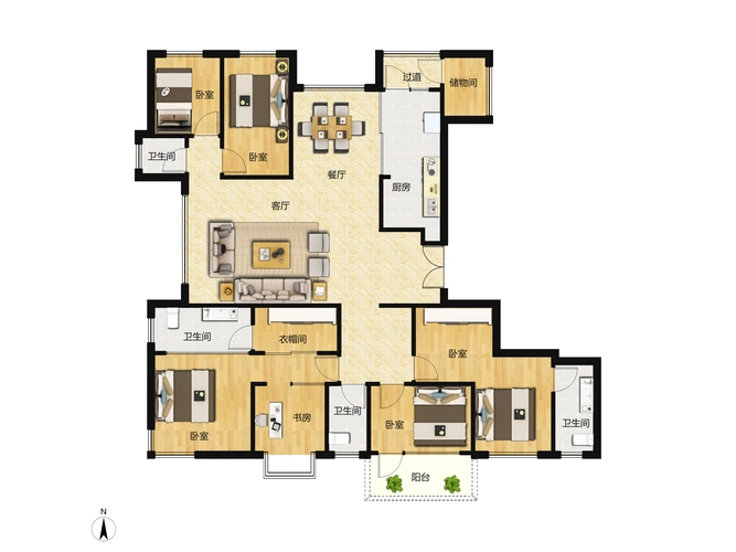 东润泰和6室2厅4卫户型图