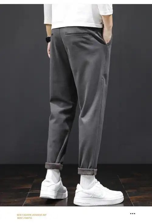 男士毛呢裤子帅气灰色街拍英伦冬季潮流羊毛小脚裤青年哈伦裤