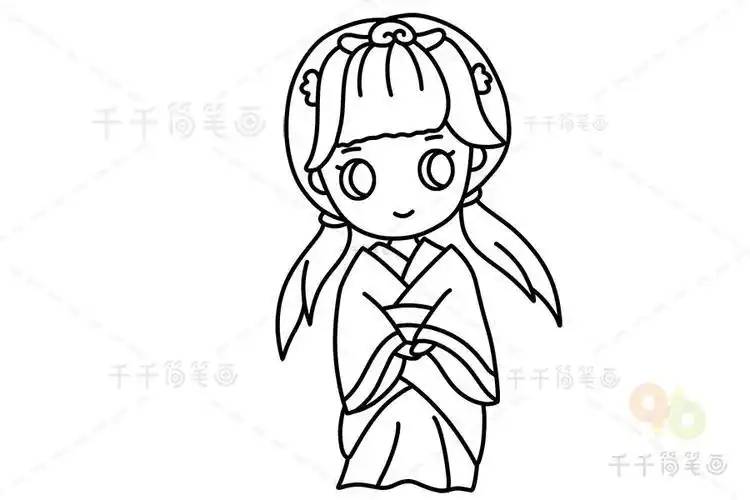 古代女孩在房间简笔画
